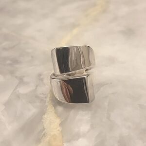 NWT Jules Smith Americana 7 Goth Punk Moto Boho Silver Sculptural Wrap Ring NEW